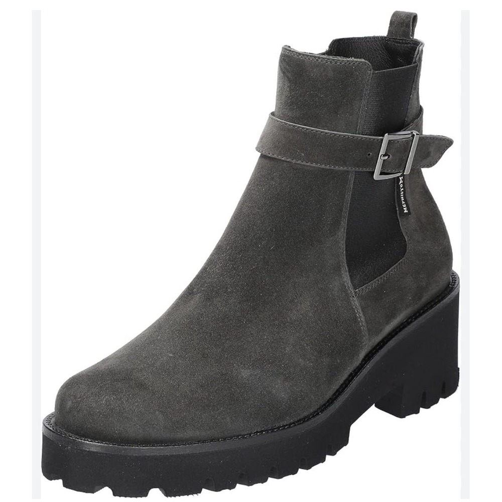carbon suede Mephisto Fauve ankle boots Size 10 Gray Buckle